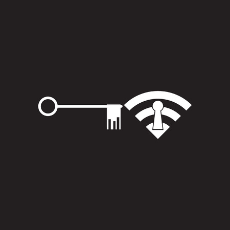 Flat icon in black and white key Wi fiのイラスト素材