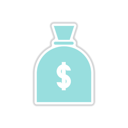paper sticker on white  background money bagのイラスト素材