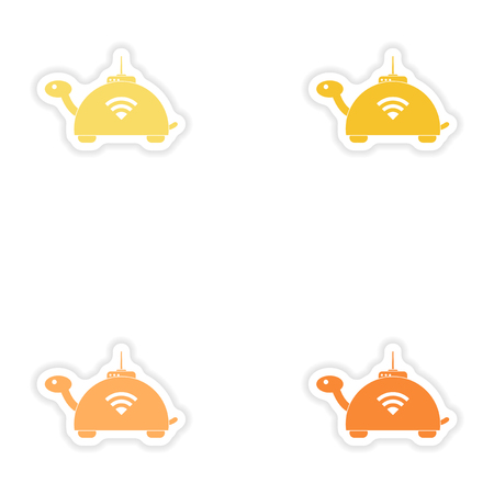 Set of paper sticker on white background  wifi   routerのイラスト素材