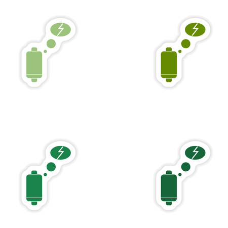 Set paper stickers on white background mobile battery is lowの写真素材