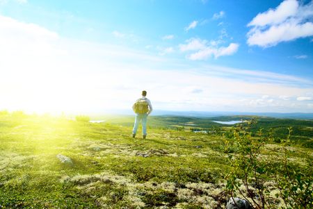 landscape of north mountain lakesの写真素材