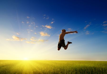 jump of happy manの写真素材