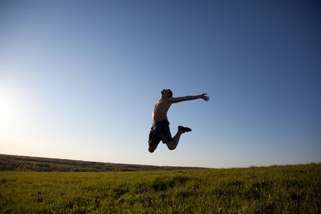 jump of happy manの写真素材