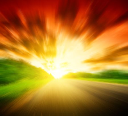 road and sunny summer dayの写真素材