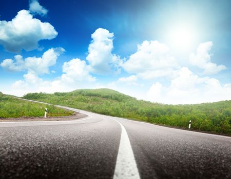 summer day and roadの写真素材