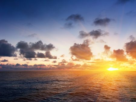 sunset in oceanの写真素材