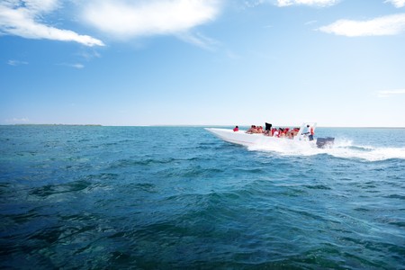 people on speedboat, Dominican republicの写真素材