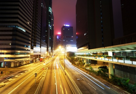 traffic in Hong Kong at nightの写真素材