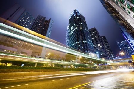 traffic in Hong Kong at nightの写真素材