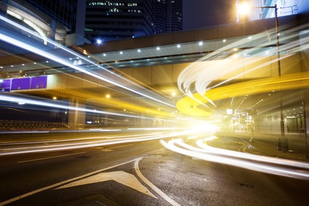 traffic in Hong Kong at nightの写真素材