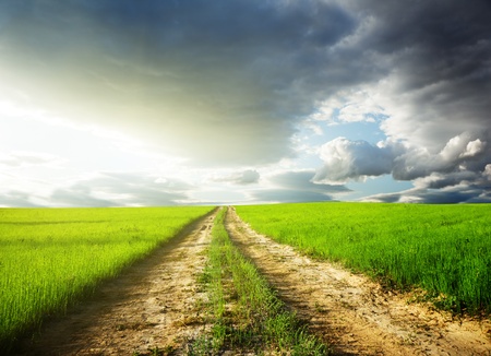 ground road and sunsetの写真素材