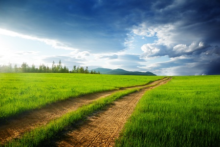 ground road and sunsetの写真素材