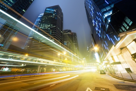 traffic in Hong Kong at nightの写真素材