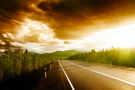 road in Russian mountainsの写真素材