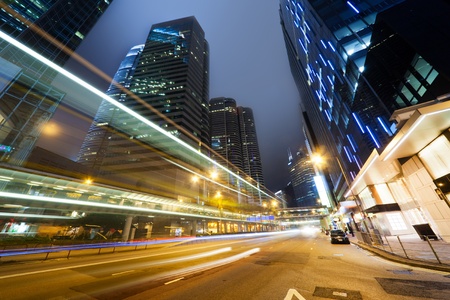 traffic in Hong Kong at nightの写真素材