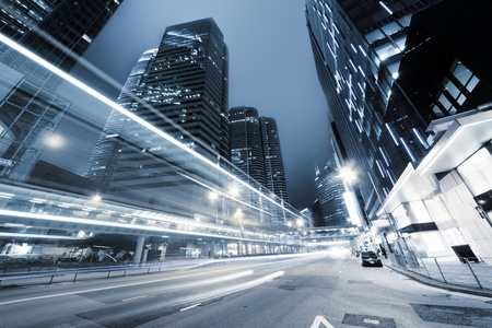 traffic in Hong Kong at nightの写真素材