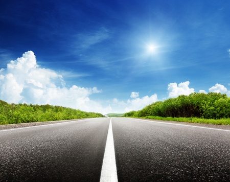 summer day and roadの写真素材