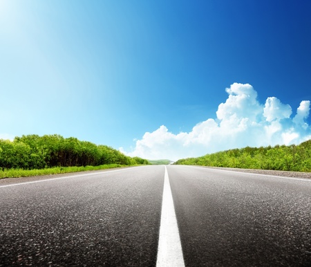 summer day and roadの写真素材