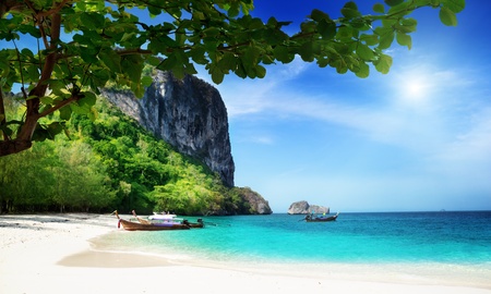 beach on poda island in Thailandの写真素材