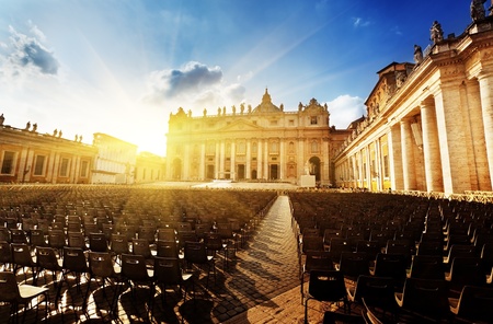 Saint Peter's Square in Vatican and seatsのeditorial素材
