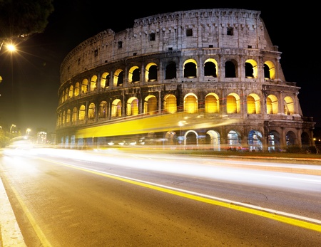 The Colosseum at night, Rome, Italyの写真素材