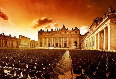 Saint Peter's Square in Vatican and seatsのeditorial素材