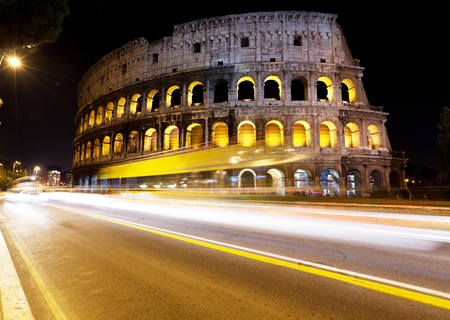 The Colosseum at night, Rome, Italyの写真素材