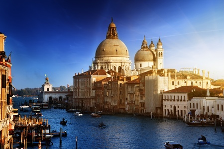 Grand Canal and Basilica Santa Maria della Salute, Venice, Italy の写真素材
