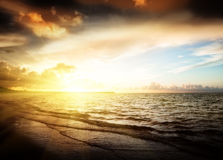 sunrise and atlantic ocean in Dominican republicの写真素材
