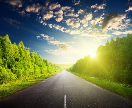 road in Russian forestの写真素材