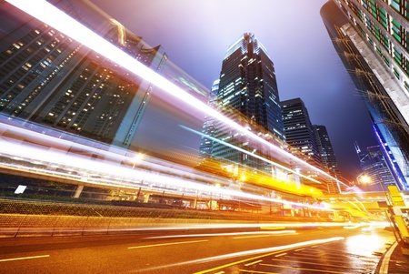 traffic in Hong Kong at nightの写真素材