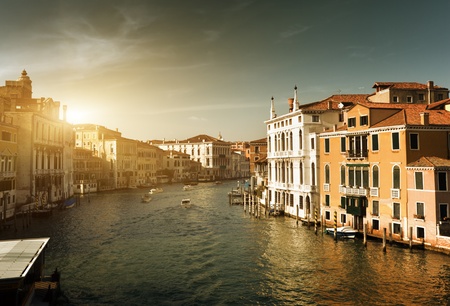 Grand Canal in Venice, Italy in sunset timeの写真素材
