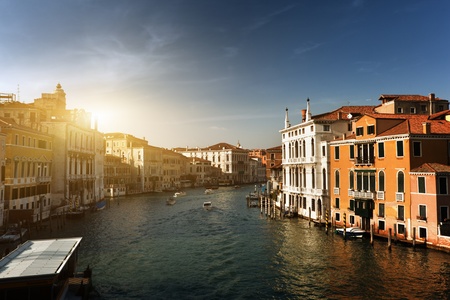 Grand Canal in Venice, Italy in sunset timeの写真素材