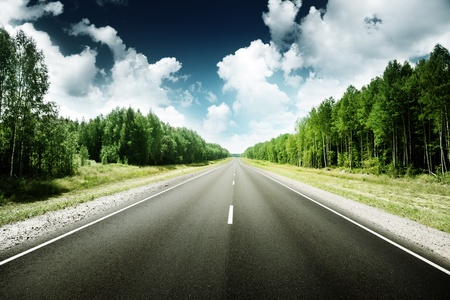 road in Russian forestの写真素材