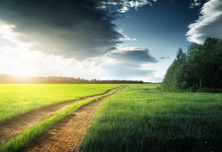 ground road and sunsetの写真素材