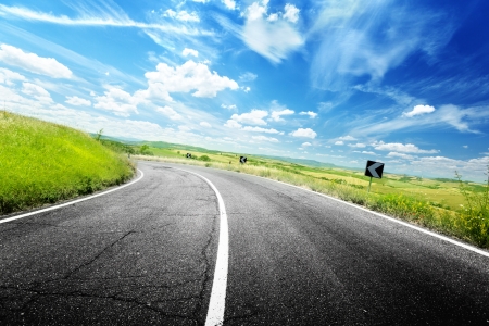 asphalt road in Tuscany Italyの写真素材