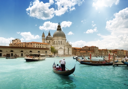 Grand Canal and Basilica Santa Maria della Salute, Venice, Italy and sunny dayのeditorial素材