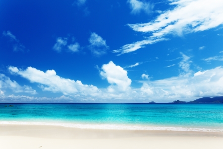 beach of Mahe island, Seychellesの写真素材