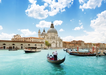 Grand Canal and Basilica Santa Maria della Salute, Venice, Italy and sunny dayのeditorial素材