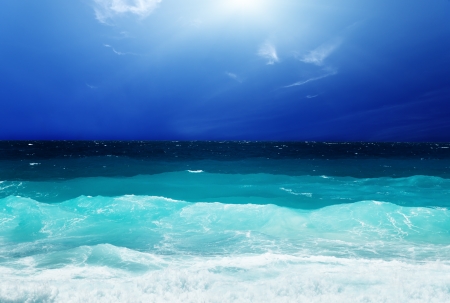 sky and stormy oceanの写真素材