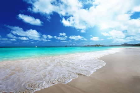 beach at Praslin island, Seychellesの写真素材