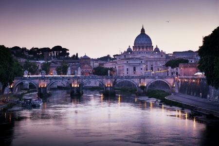 view on Tiber and St Peter Basilica in Vatican の写真素材