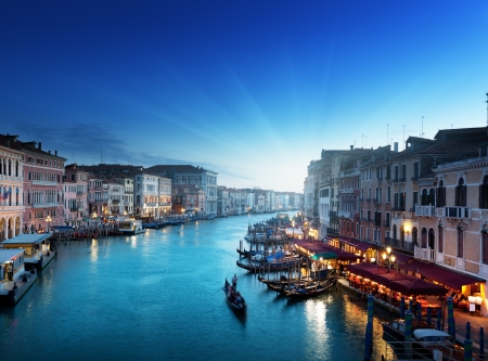 Grand Canal in sunset time, Venice, Italyのeditorial素材