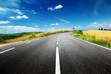 asphalt road in Tuscany Italyの写真素材