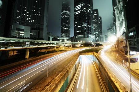 traffic in Hong Kong at nightの写真素材