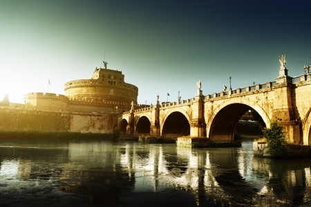 Saint Angel Fortress  and Tiber river in Rome, Italy のeditorial素材