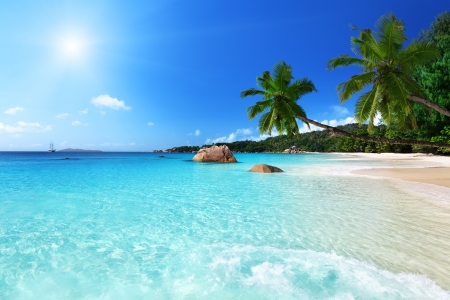 Anse Lazio beach at Praslin island, Seychelles の写真素材