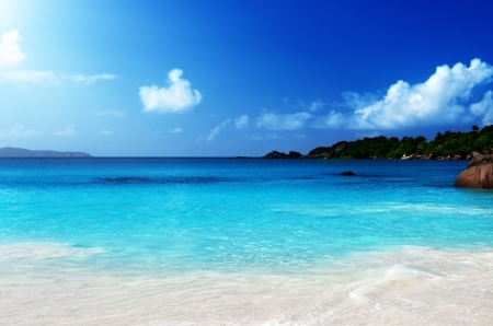 Anse Lazio beach at Praslin island, Seychelles の写真素材