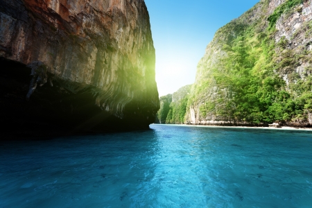 bay at Phi phi island in Thailand の写真素材