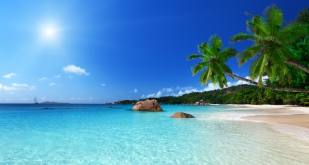 Anse Lazio beach at Praslin island, Seychelles の写真素材